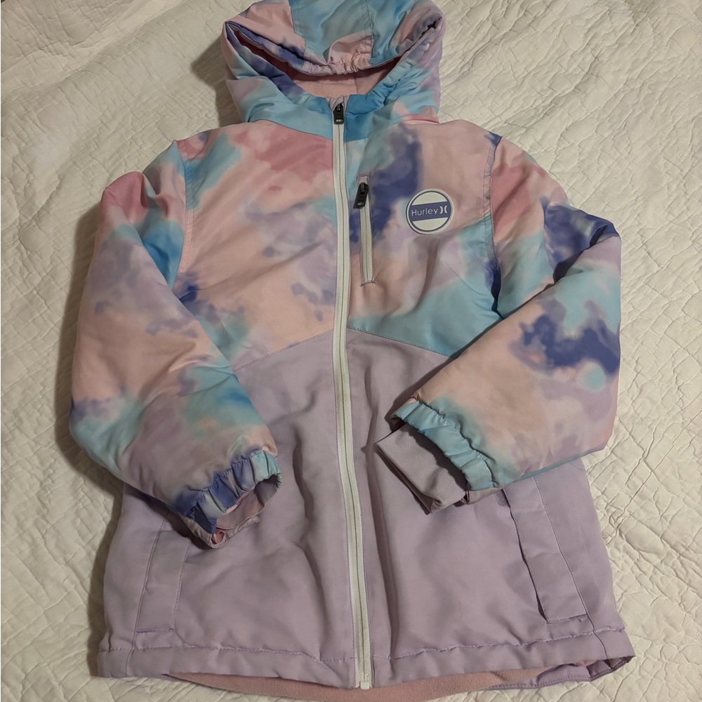 Hurley Girls' Pastel Tie-Dye Hooded Jacket - Pink, Lavender & Blue